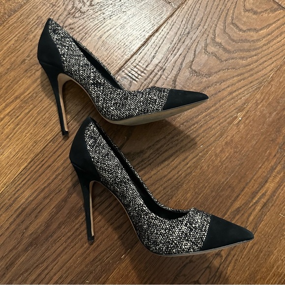 Jean Michel Cazabat high heels 39.5 pointed toe Elda black suede tweed pump - Picture 3 of 9
